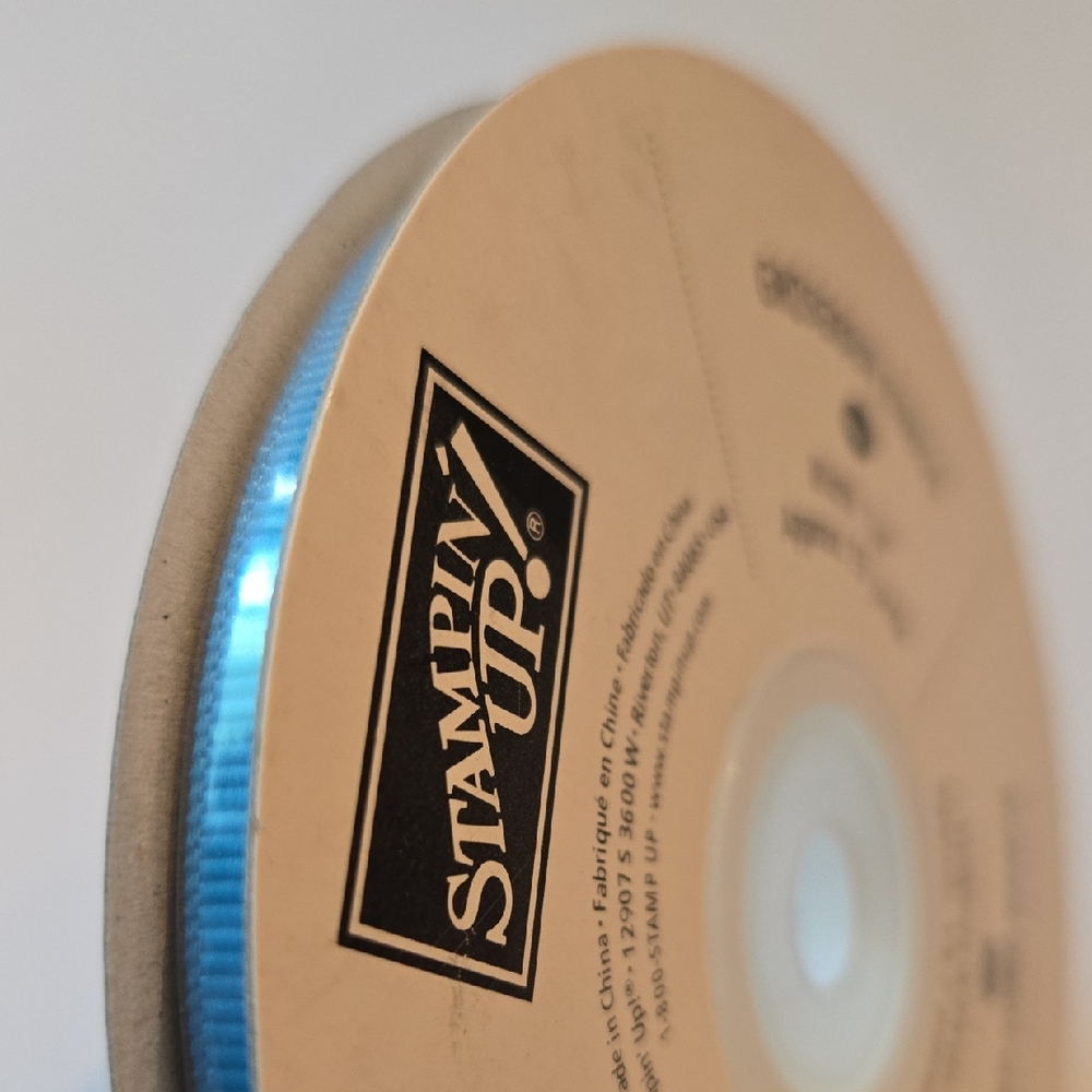 NWT Stampin' Up! Retired Tempting Turquoise Grosgrain Ribbon 1/4" x 15 Yards